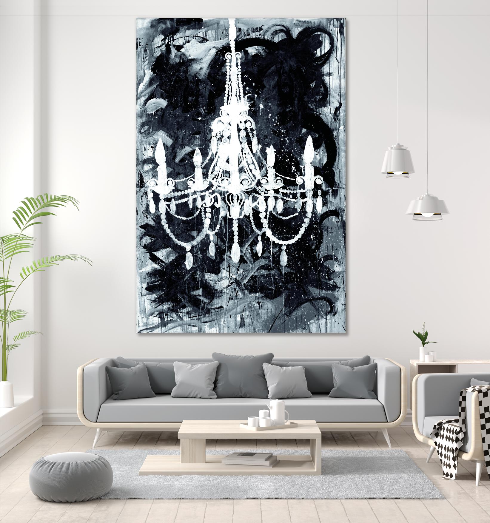 Chandelier Black and White by Kent Youngstrom on GIANT ART - grey interior