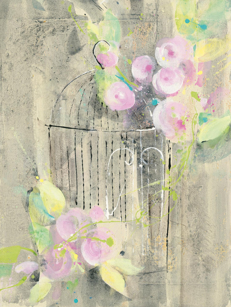 Birdcage Floral I by Albena Hristova on GIANT ART - pink floral