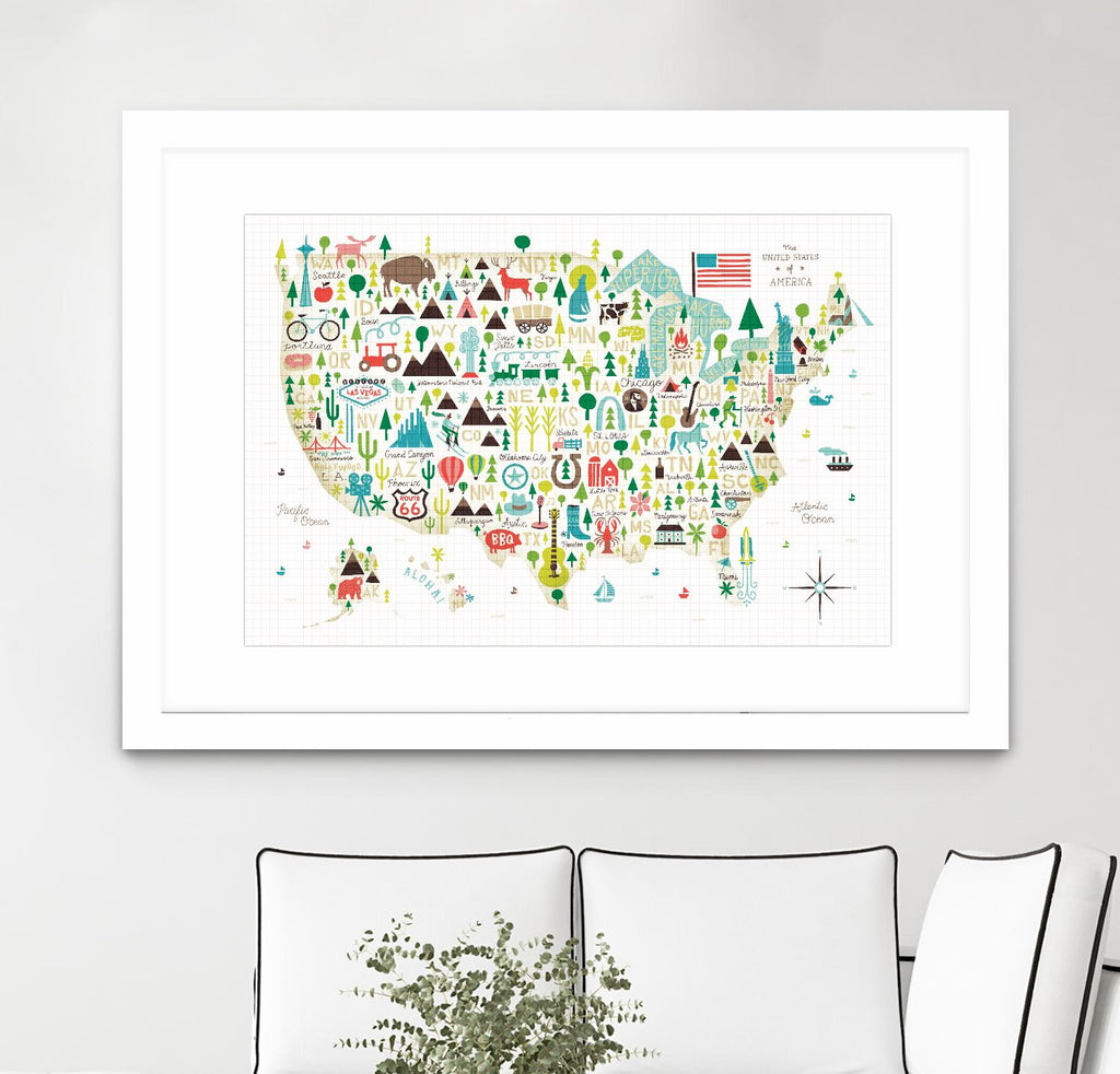 Illustrated USA by Michael Mullan on GIANT ART - green maps