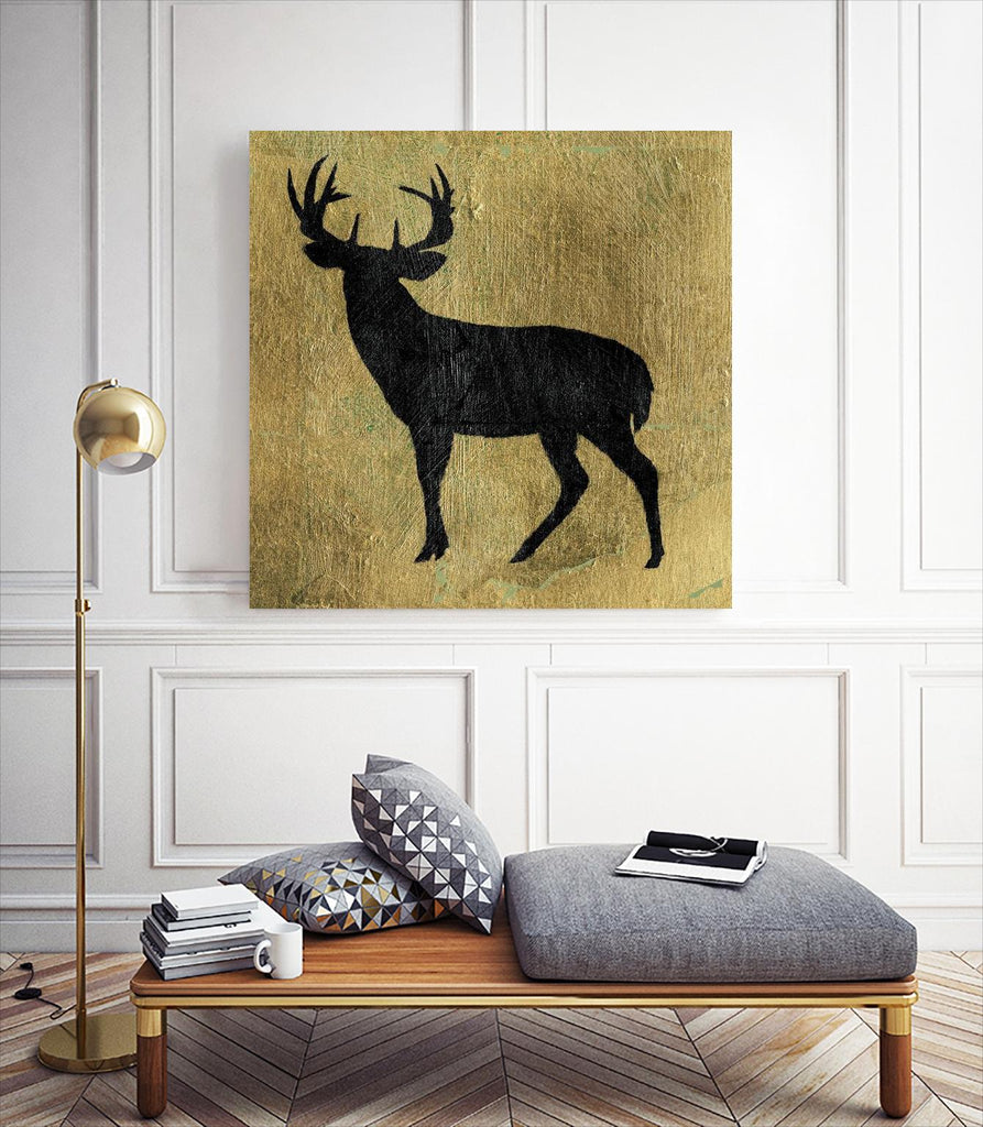 Golden Lodge I by James Wiens on GIANT ART - gold animals deer