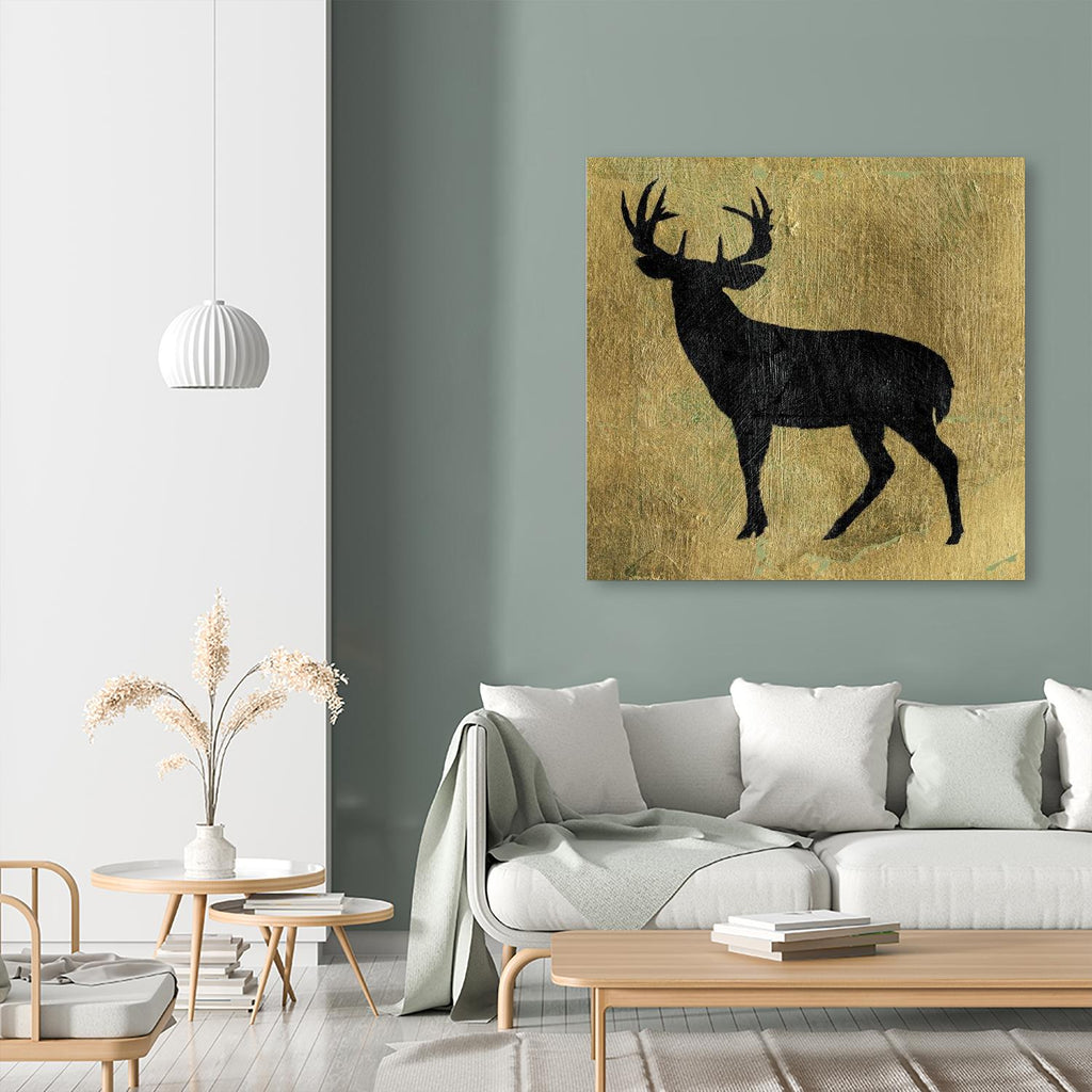 Golden Lodge I by James Wiens on GIANT ART - gold animals deer