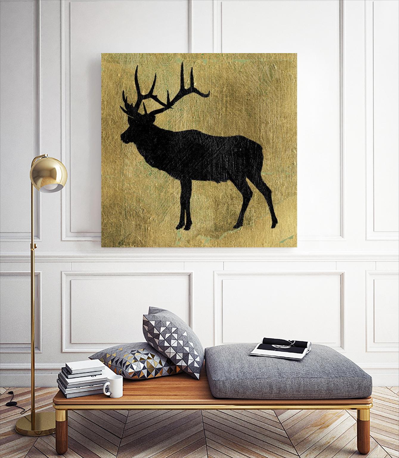 Golden Lodge IV by James Wiens on GIANT ART - gold animals deer