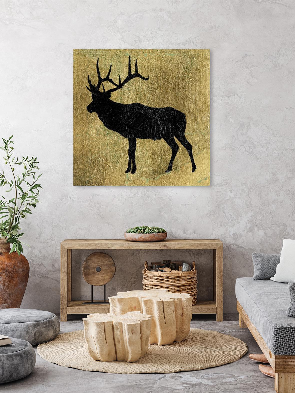 Golden Lodge IV by James Wiens on GIANT ART - gold animals deer