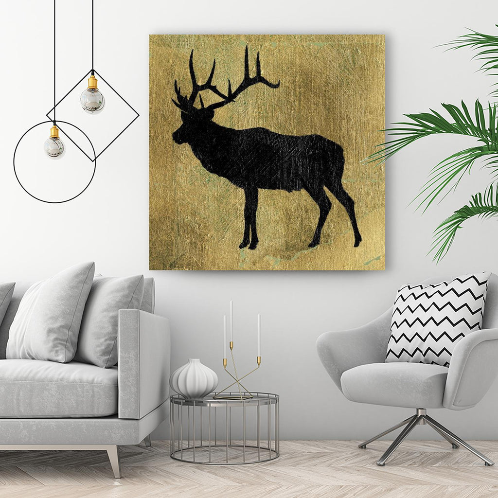 Golden Lodge IV by James Wiens on GIANT ART - gold animals deer