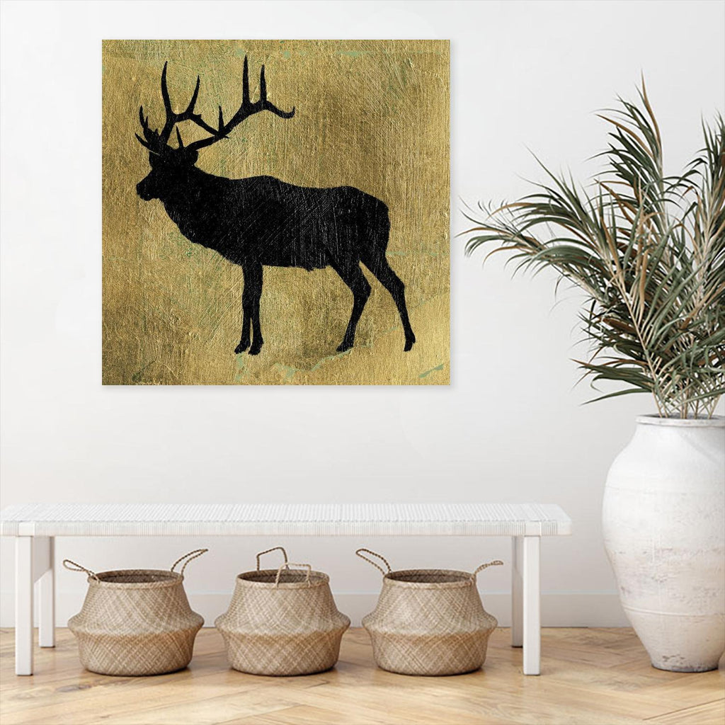 Golden Lodge IV by James Wiens on GIANT ART - gold animals deer