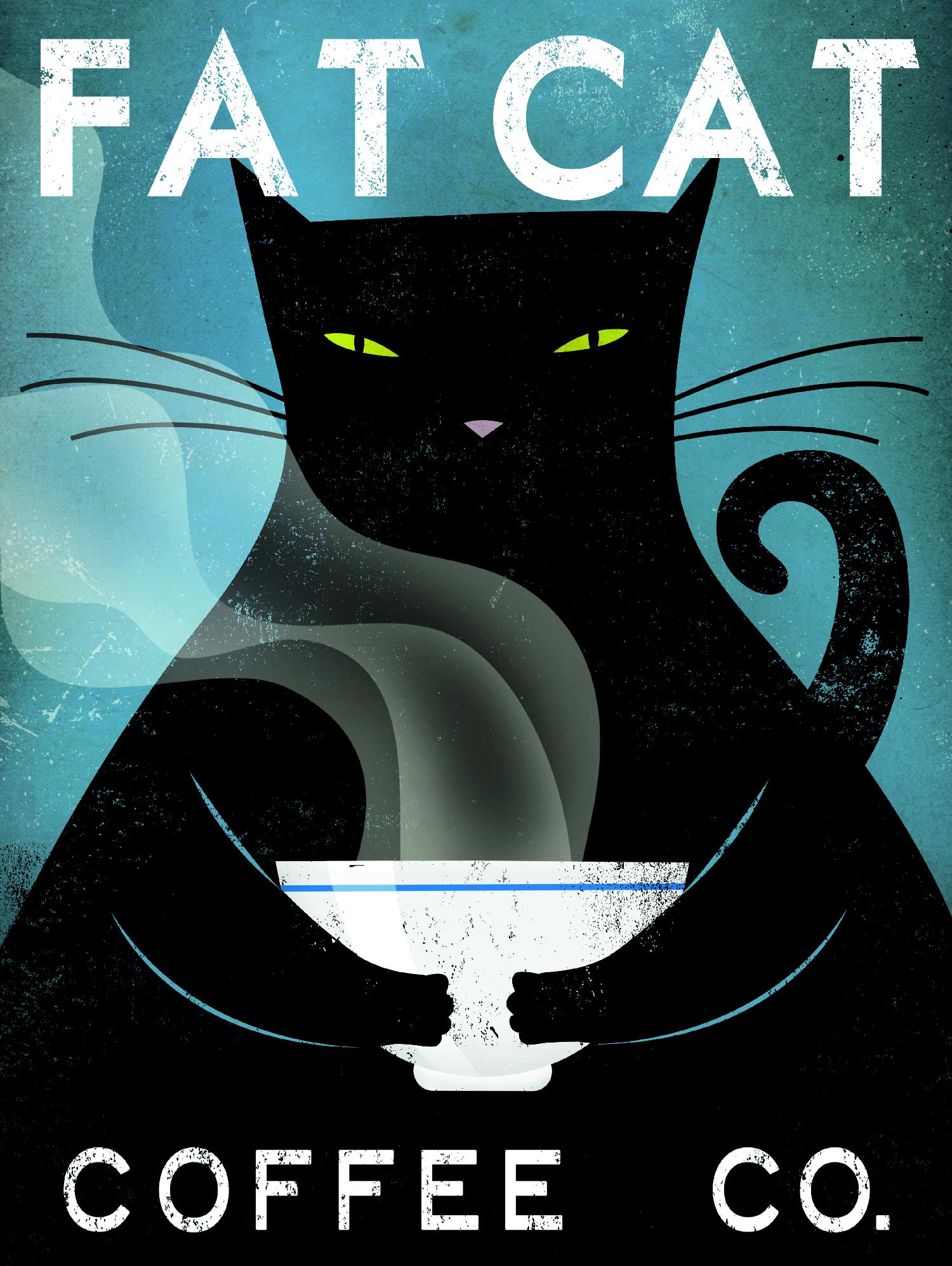 Cat Coffee no City par Ryan Fowler sur GIANT ART - animaux noirs