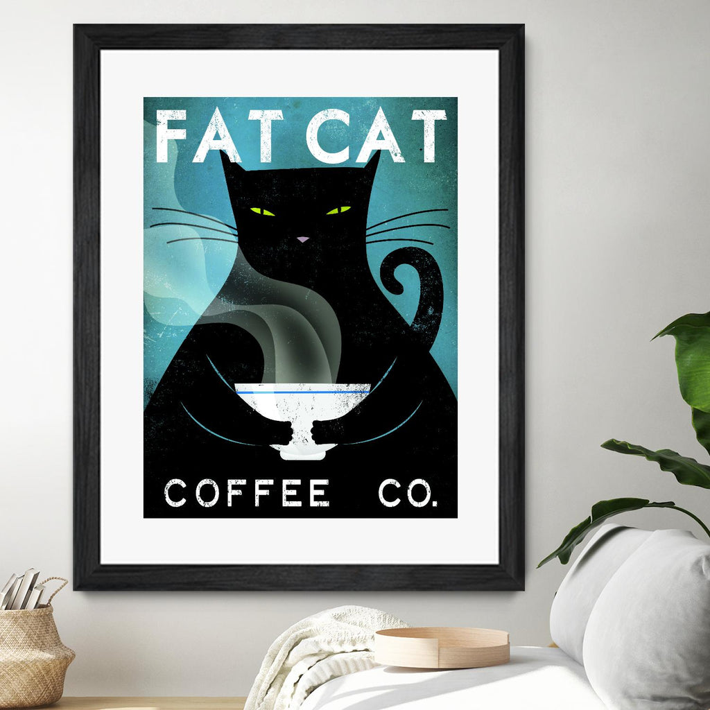Cat Coffee no City by Ryan Fowler on GIANT ART - blue typography