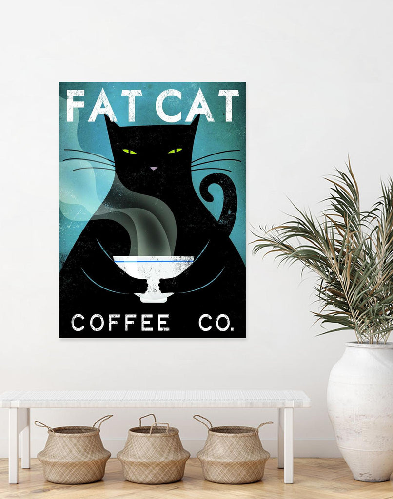 Cat Coffee no City by Ryan Fowler on GIANT ART - blue typography