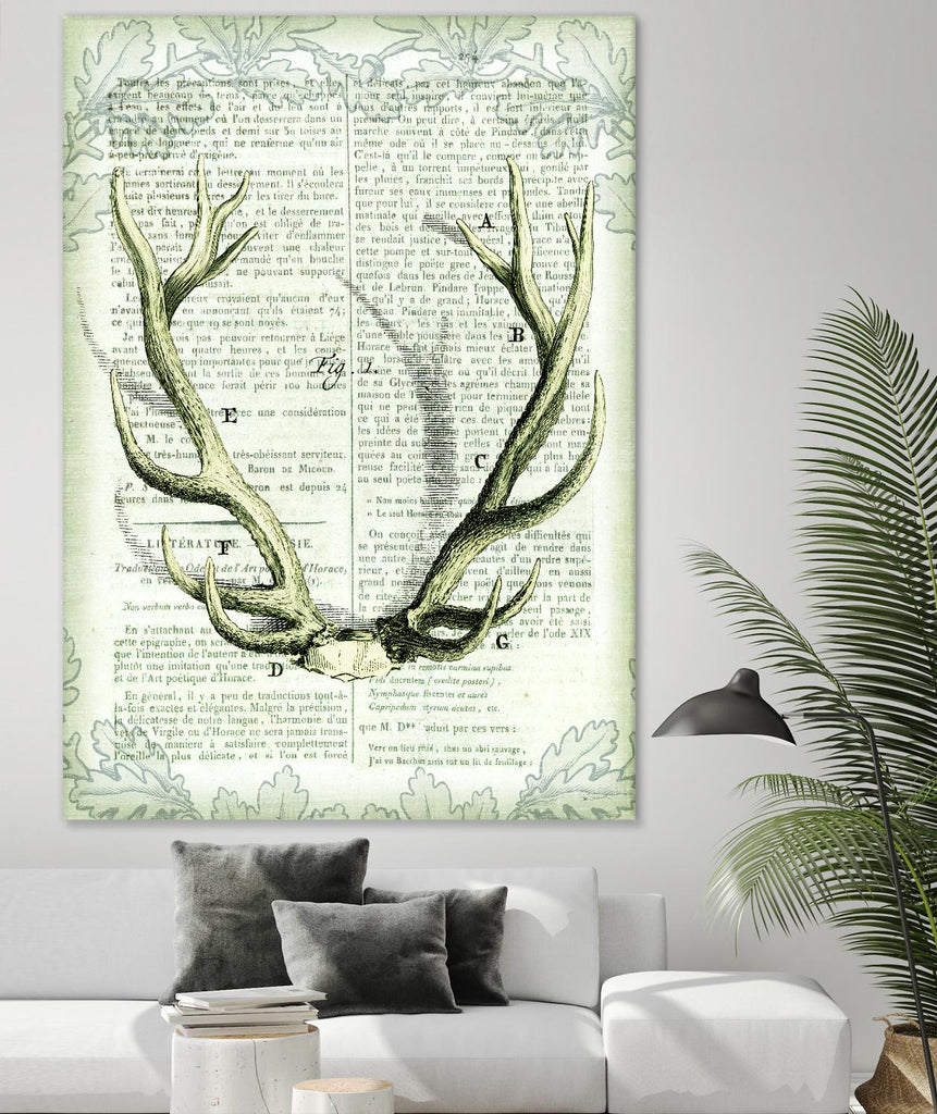 Regal Antlers on Newsprint I by Sue Schlabach on GIANT ART - brown country look