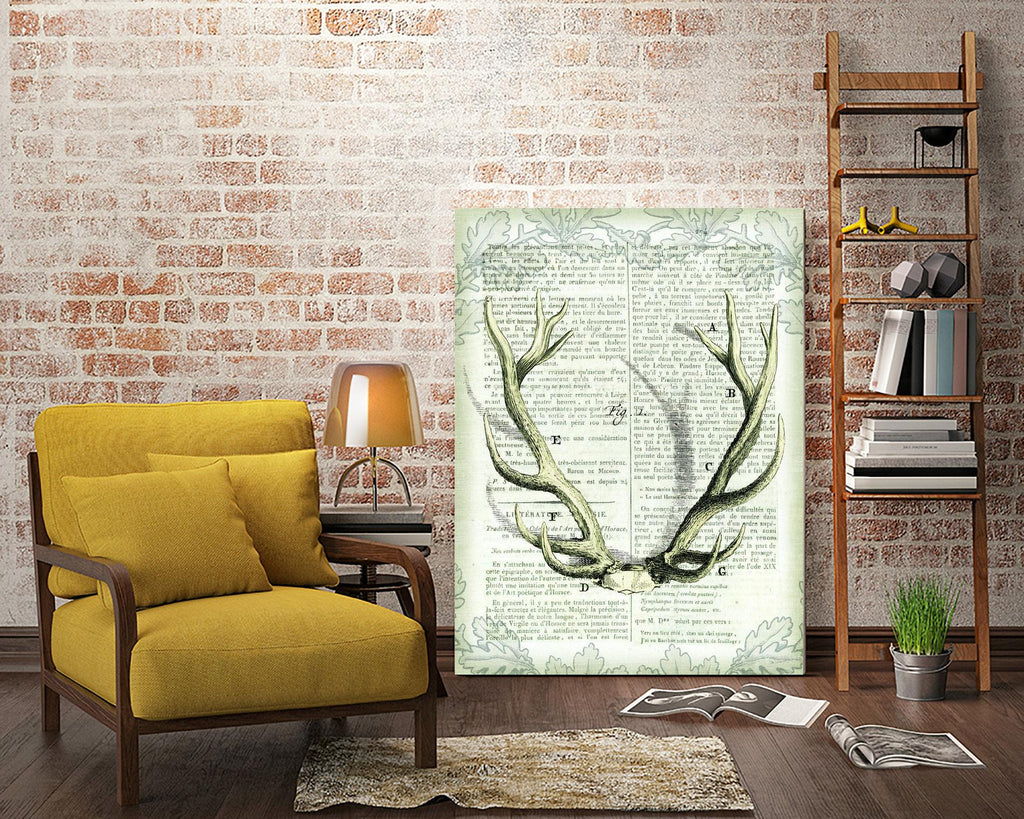 Regal Antlers on Newsprint I by Sue Schlabach on GIANT ART - brown country look