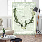 Regal Antlers on Newsprint II by Sue Schlabach on GIANT ART - brown country look