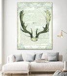 Regal Antlers on Newsprint II by Sue Schlabach on GIANT ART - brown country look
