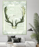 Regal Antlers on Newsprint II by Sue Schlabach on GIANT ART - brown country look