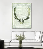 Regal Antlers on Newsprint II by Sue Schlabach on GIANT ART - brown country look