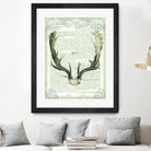 Regal Antlers on Newsprint II by Sue Schlabach on GIANT ART - brown country look