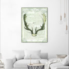 Regal Antlers on Newsprint II by Sue Schlabach on GIANT ART - brown country look