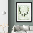 Regal Antlers on Newsprint II by Sue Schlabach on GIANT ART - brown country look