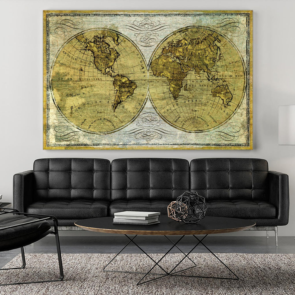 Worldwide I by James Wiens on GIANT ART - gold maps