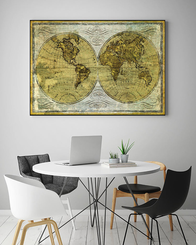 Worldwide I by James Wiens on GIANT ART - gold maps