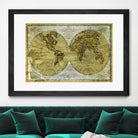 Worldwide I by James Wiens on GIANT ART - gold typography carte du monde