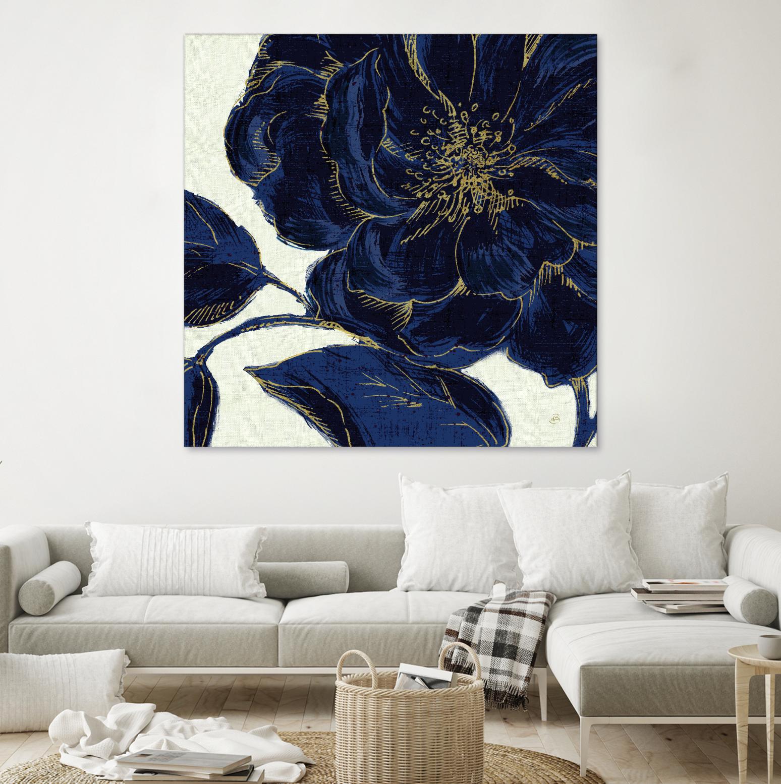 Indigo Garden II by Daphne Brissonnet on GIANT ART - beige floral