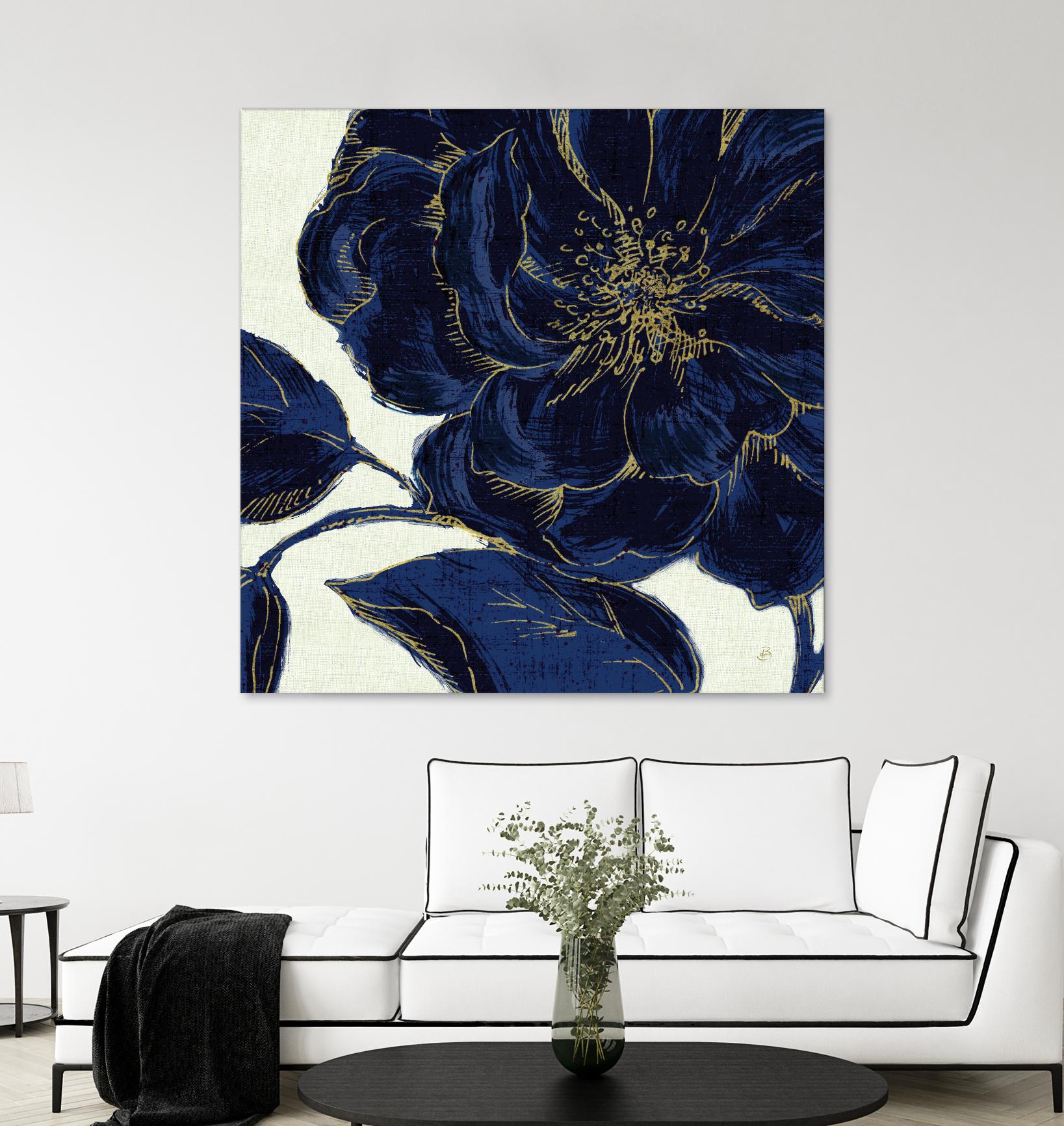 Indigo Garden II by Daphne Brissonnet on GIANT ART - beige floral