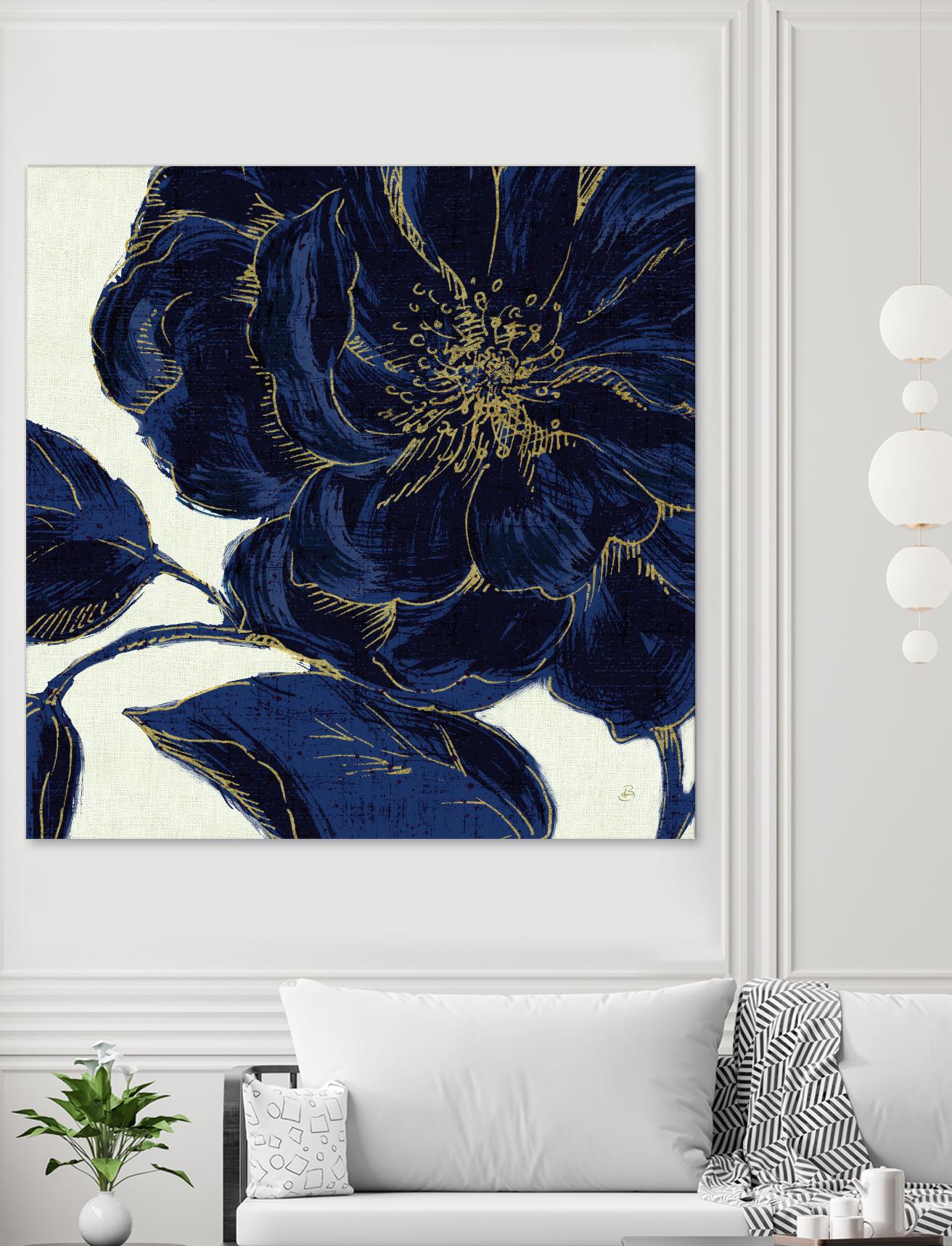 Indigo Garden II by Daphne Brissonnet on GIANT ART - beige floral