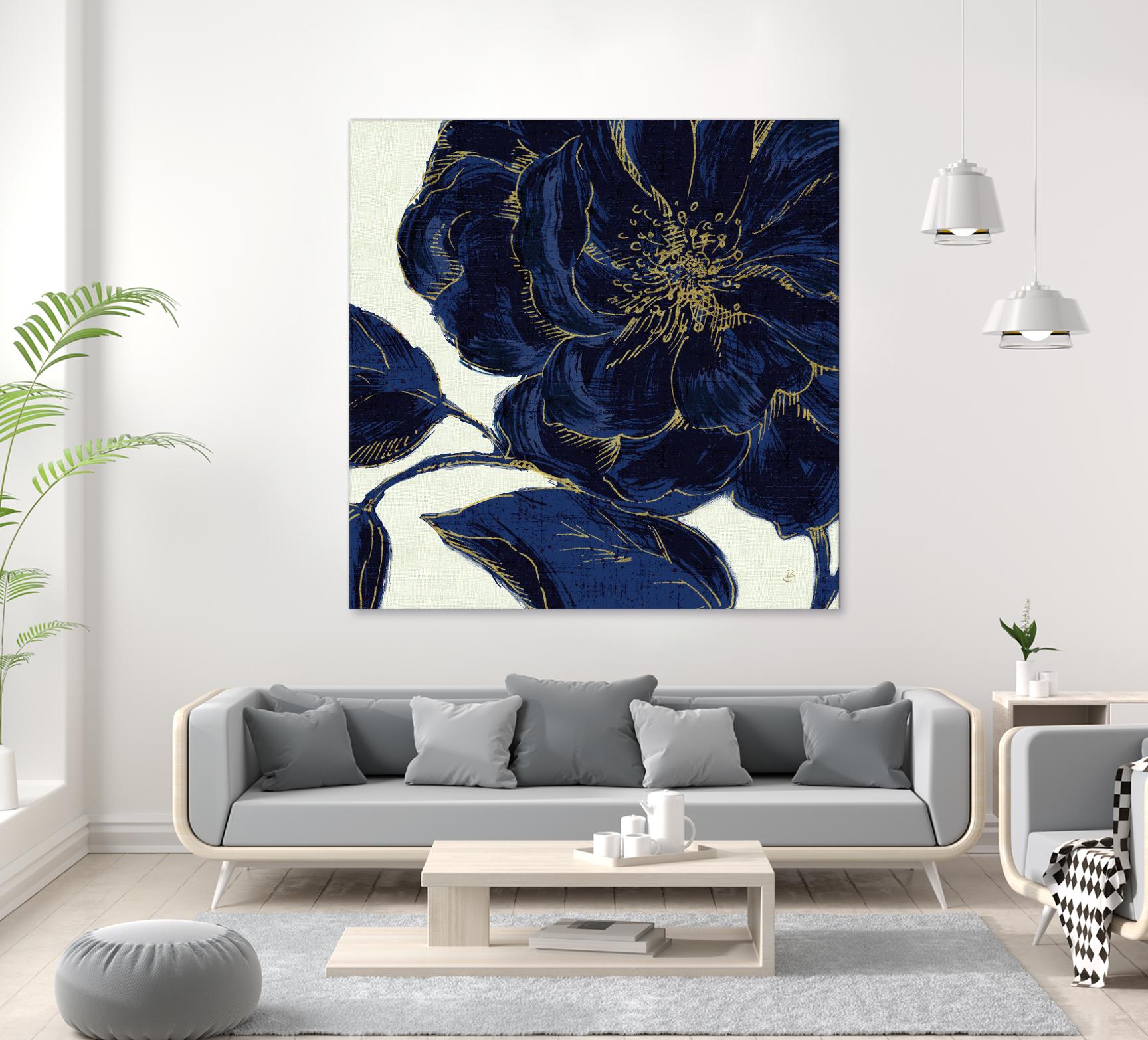 Indigo Garden II by Daphne Brissonnet on GIANT ART - beige floral