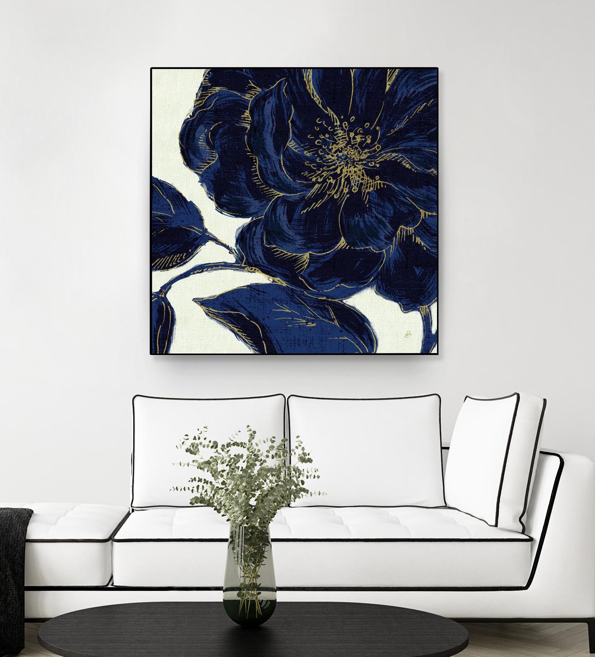 Indigo Garden II by Daphne Brissonnet on GIANT ART - beige floral