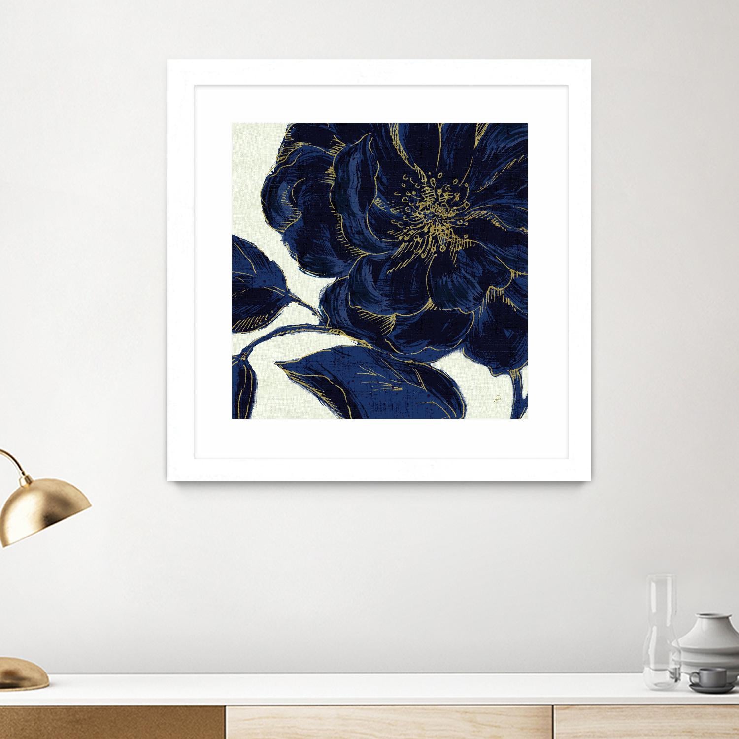 Indigo Garden II by Daphne Brissonnet on GIANT ART - beige floral