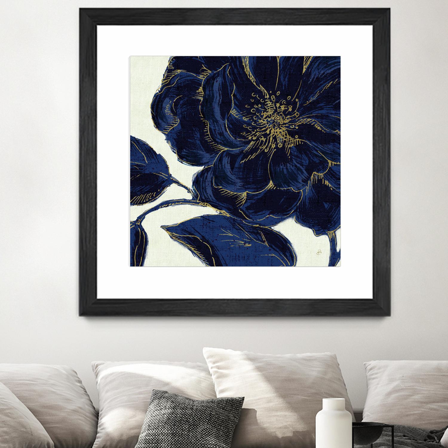 Indigo Garden II by Daphne Brissonnet on GIANT ART - beige floral