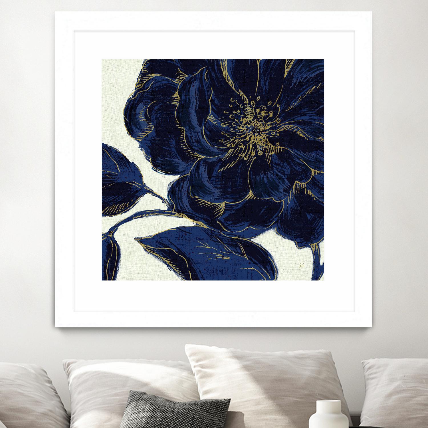 Indigo Garden II by Daphne Brissonnet on GIANT ART - beige floral