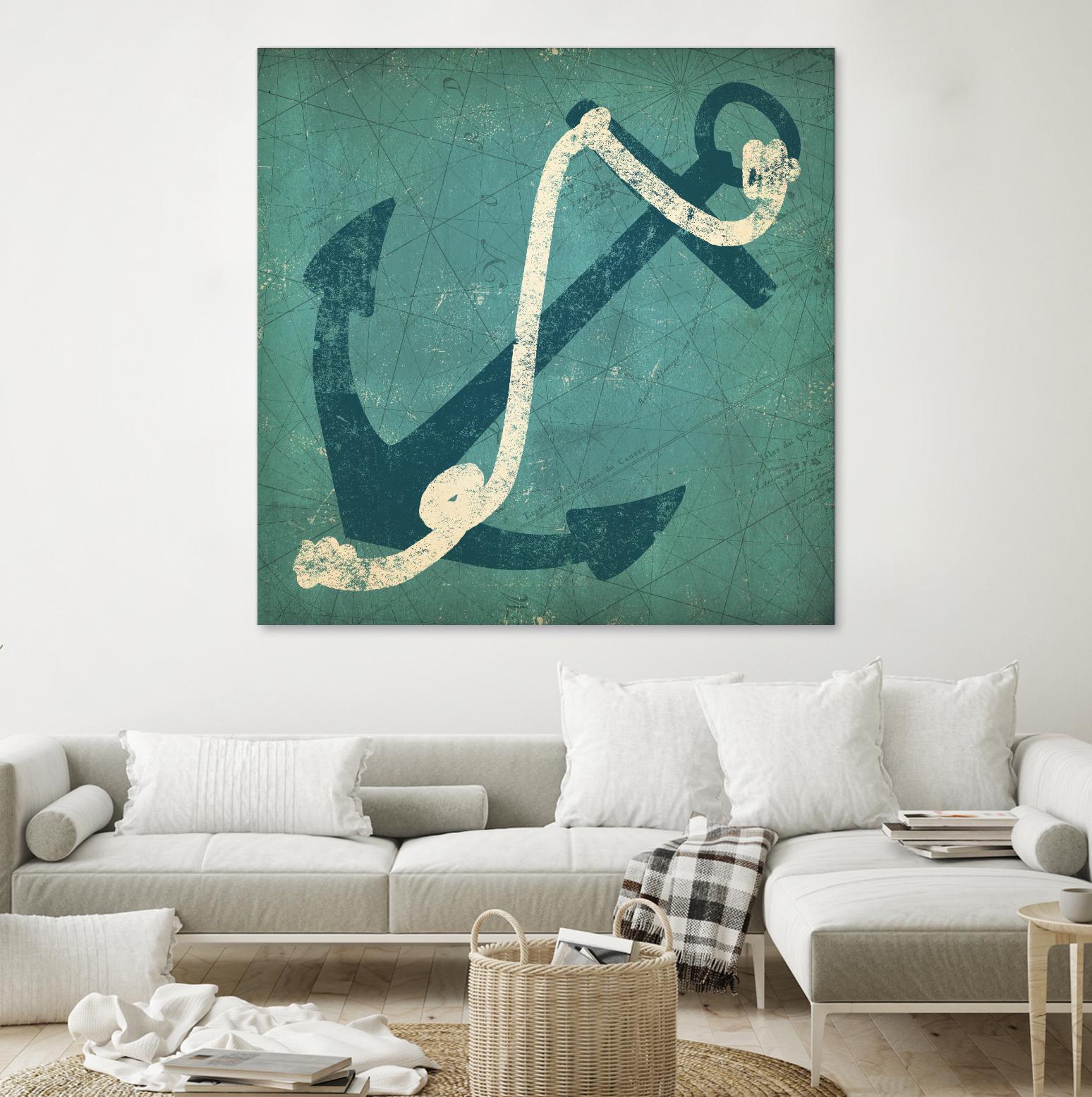 Nautical Anchor Blue by Ryan Fowler on GIANT ART - white nautical