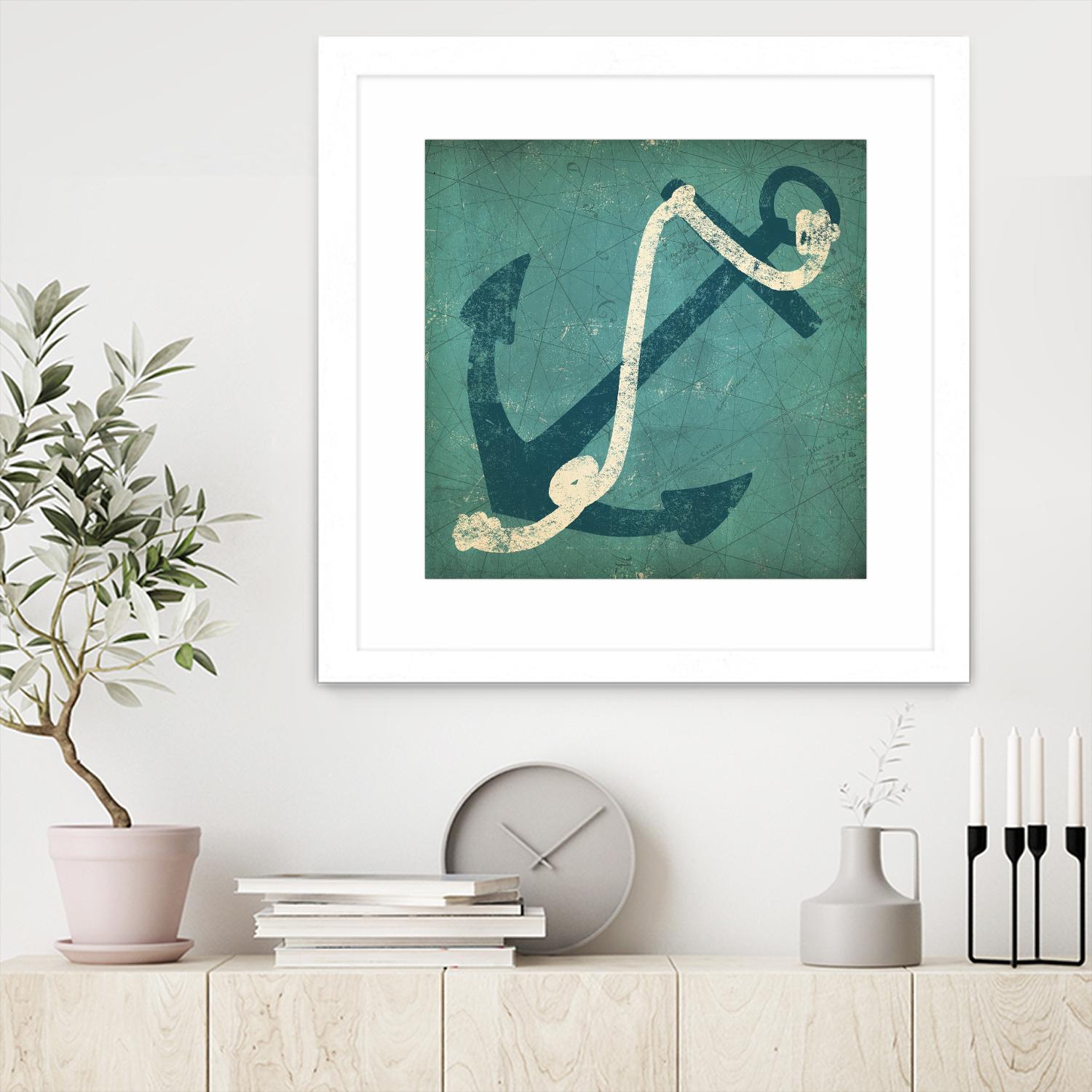 Nautical Anchor Blue by Ryan Fowler on GIANT ART - white nautical