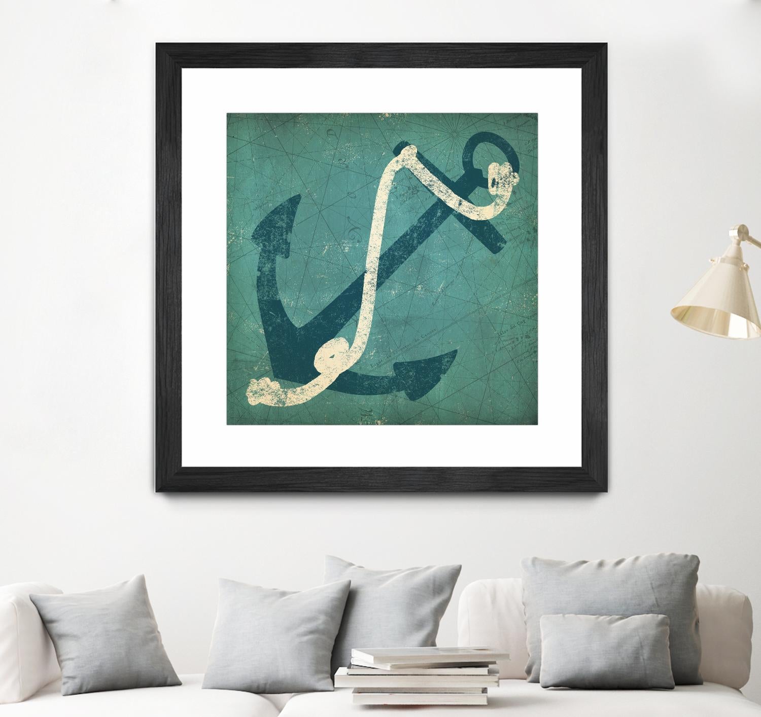 Nautical Anchor Blue by Ryan Fowler on GIANT ART - white nautical