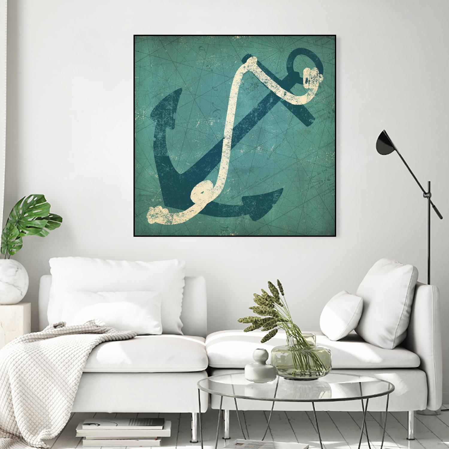 Nautical Anchor Blue by Ryan Fowler on GIANT ART - white nautical