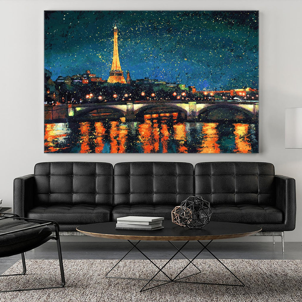 Paris Nights Blue I by James Wiens on GIANT ART - yellow city scene