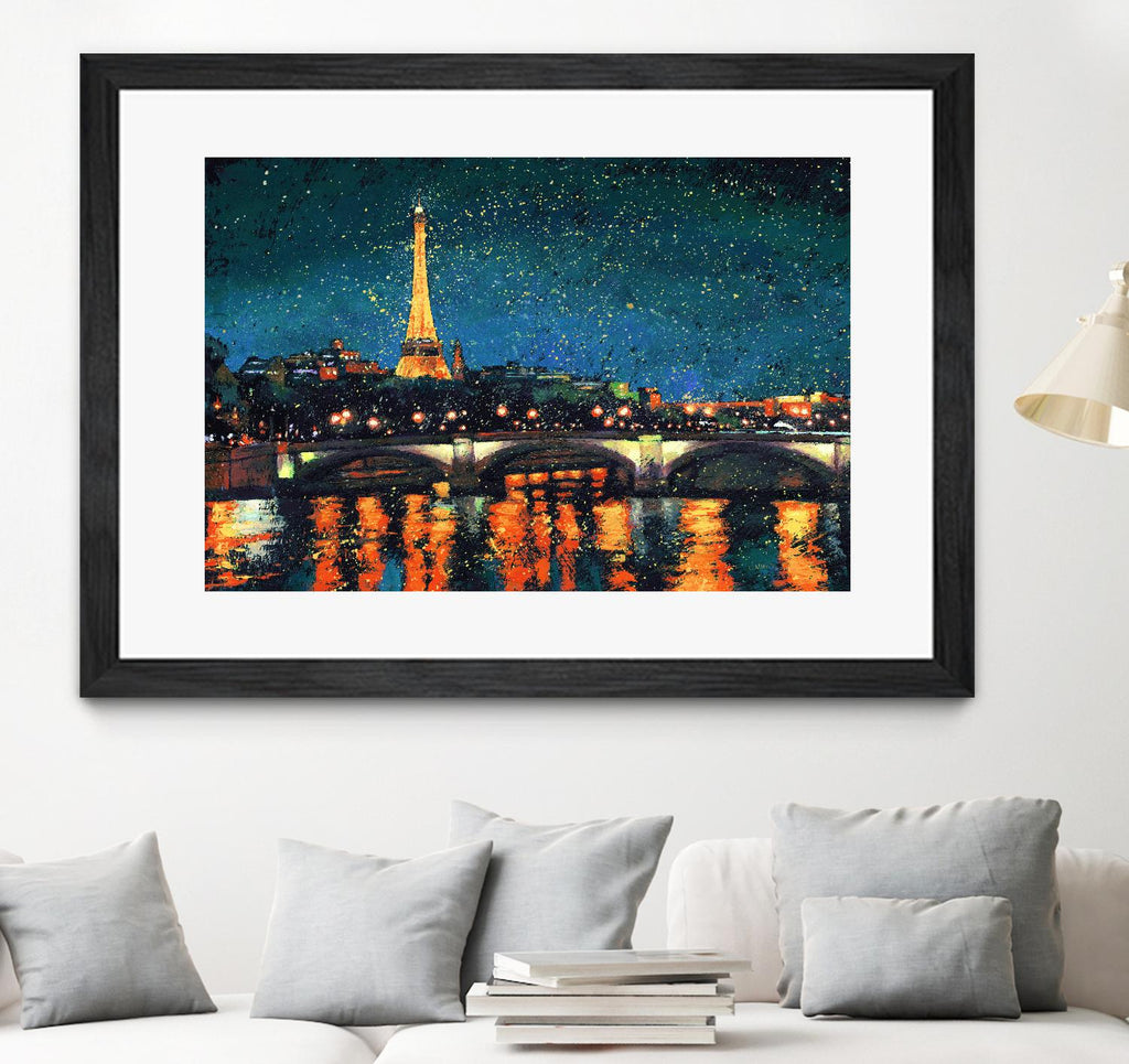 Paris Nights Blue I by James Wiens on GIANT ART - blue architecture eiffel tower