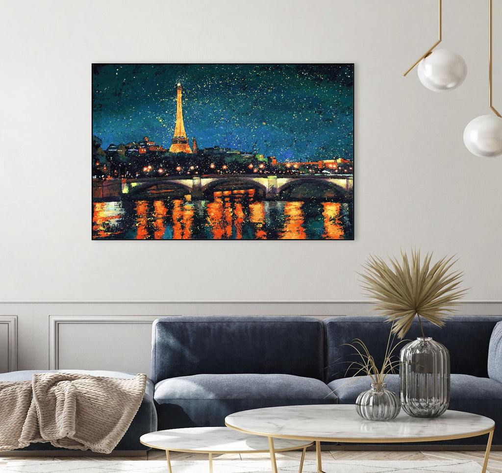 Paris Nights Blue I by James Wiens on GIANT ART - yellow city scene