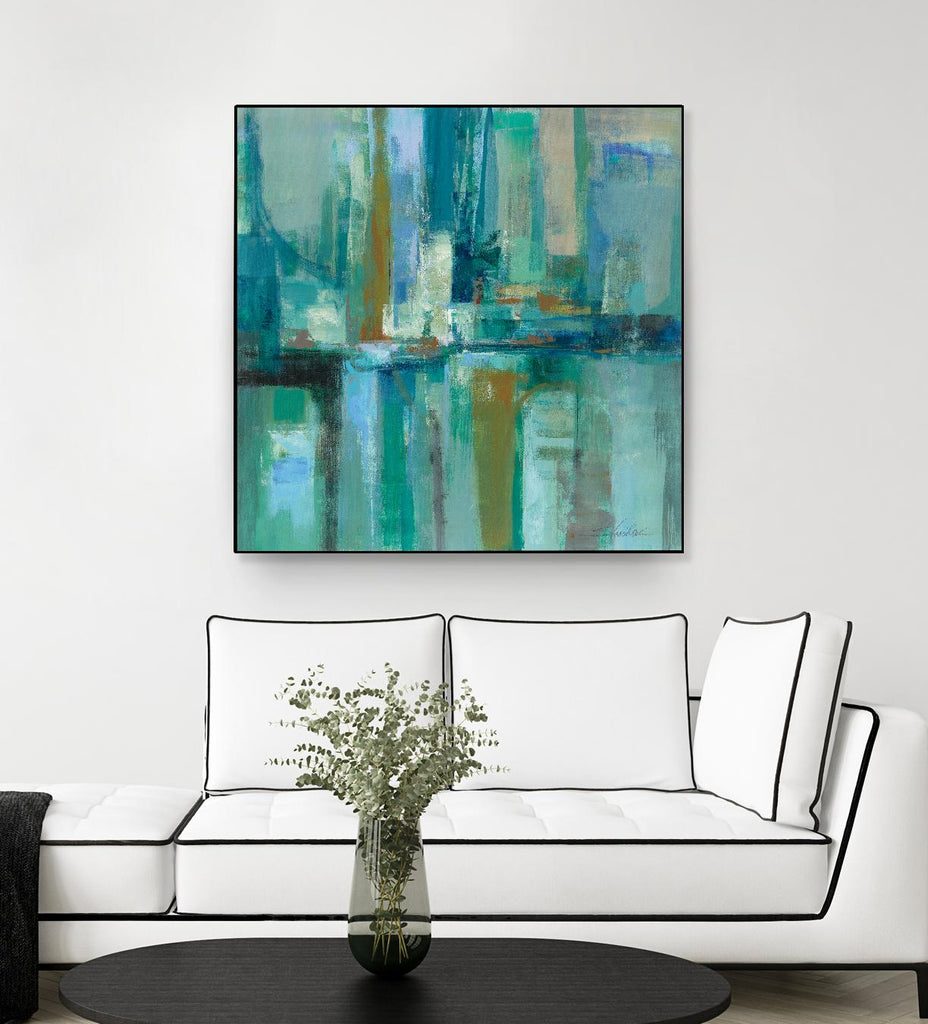 A Walk in the Rain by Silvia Vassileva on GIANT ART - turquoise abstract