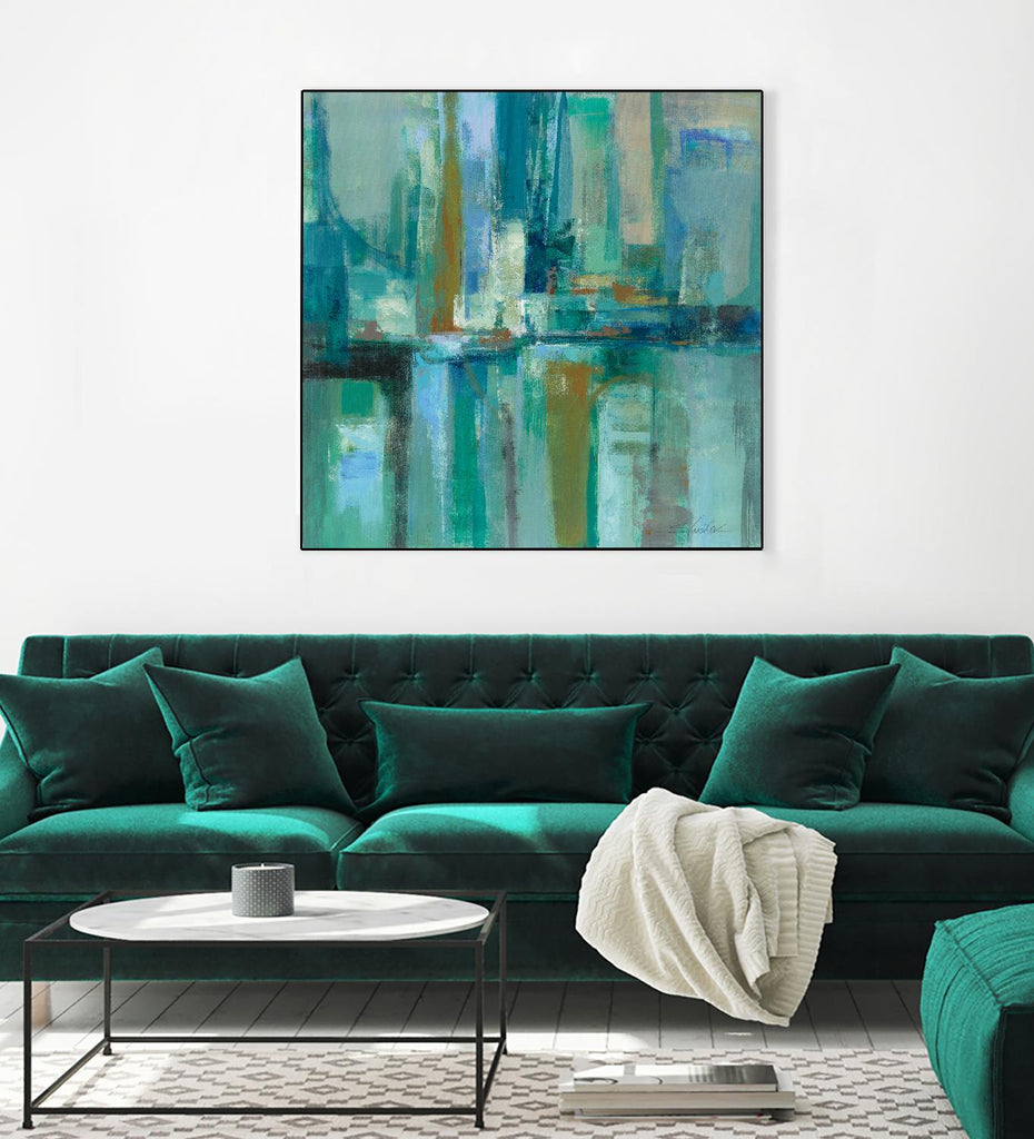 A Walk in the Rain by Silvia Vassileva on GIANT ART - turquoise abstract