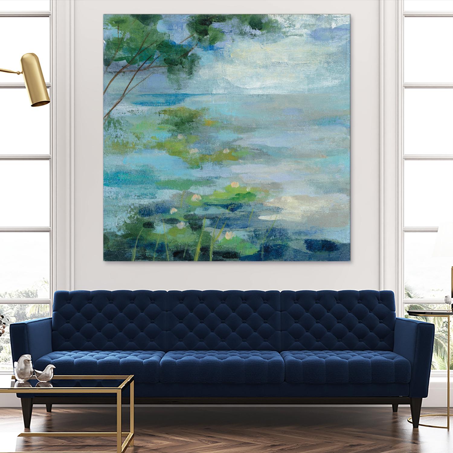Lily Pond I by Silvia Vassileva on GIANT ART - blue landscape