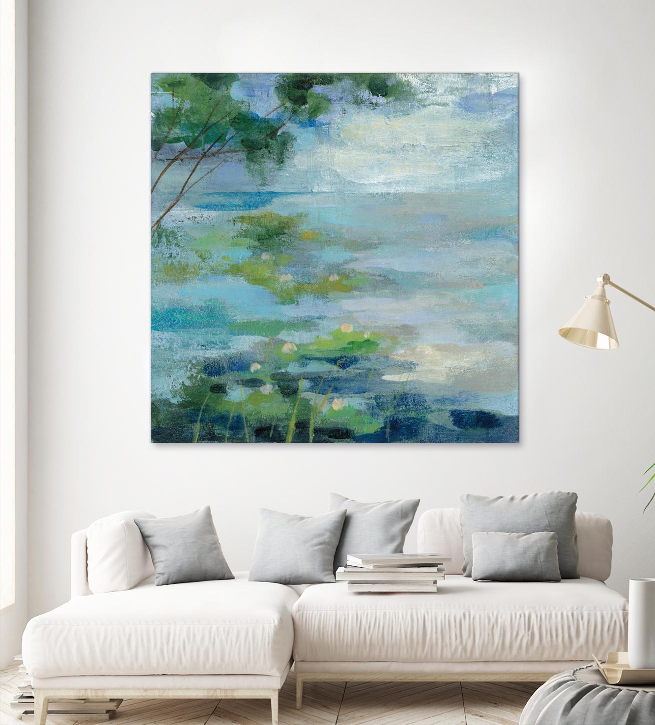 Lily Pond I by Silvia Vassileva on GIANT ART - blue landscape