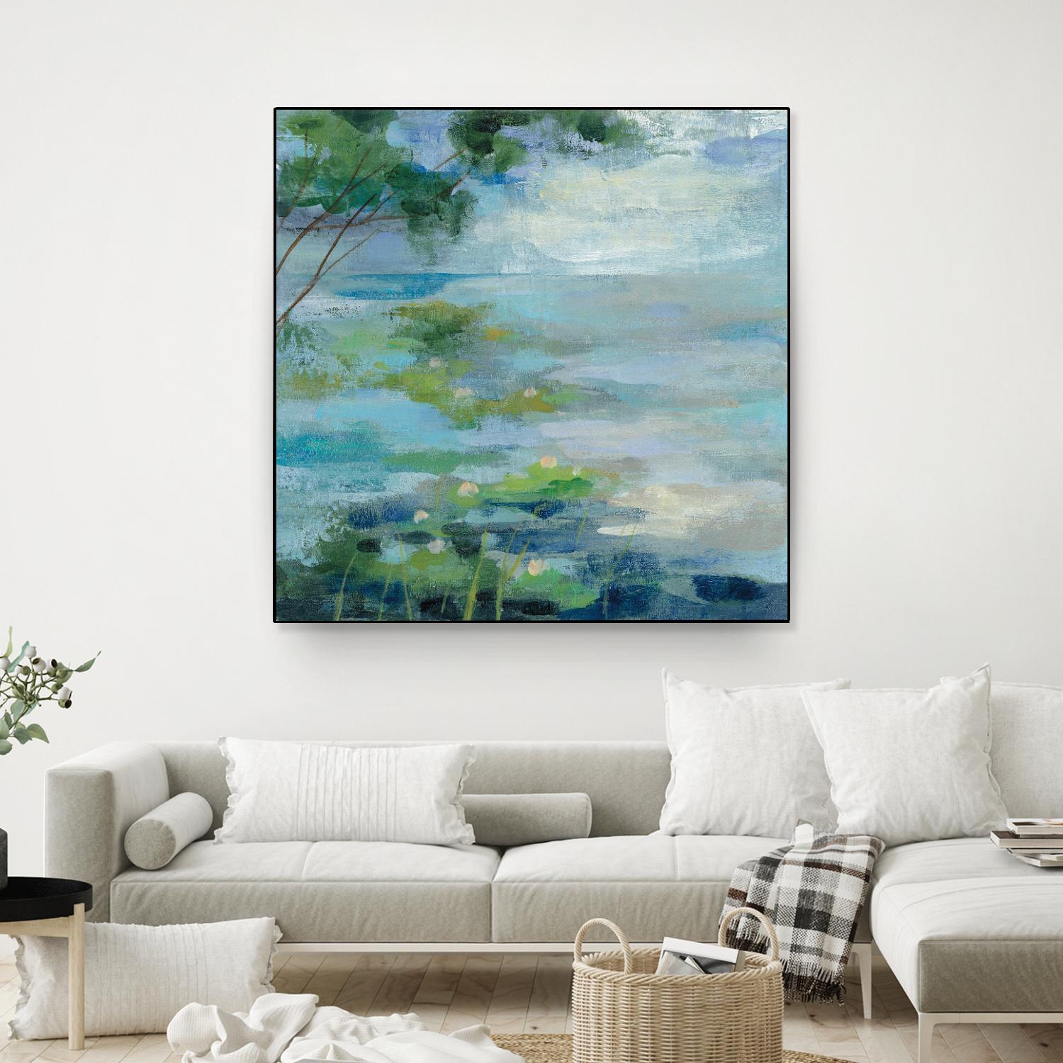 Lily Pond I by Silvia Vassileva on GIANT ART - blue landscape