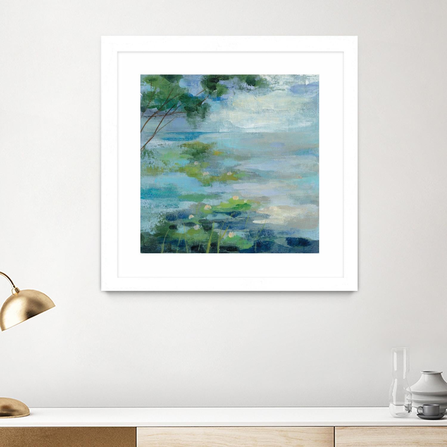 Lily Pond I by Silvia Vassileva on GIANT ART - blue landscape