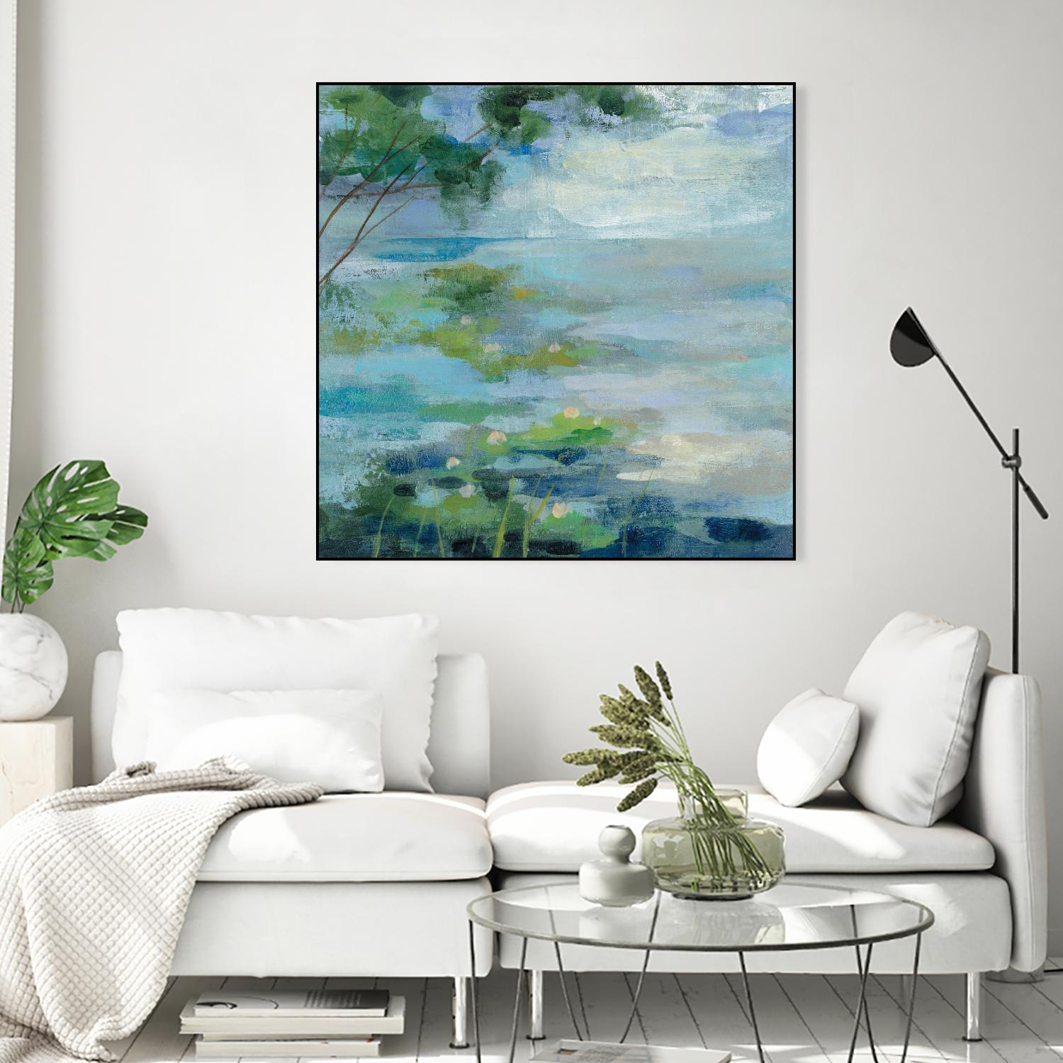 Lily Pond I by Silvia Vassileva on GIANT ART - blue landscape