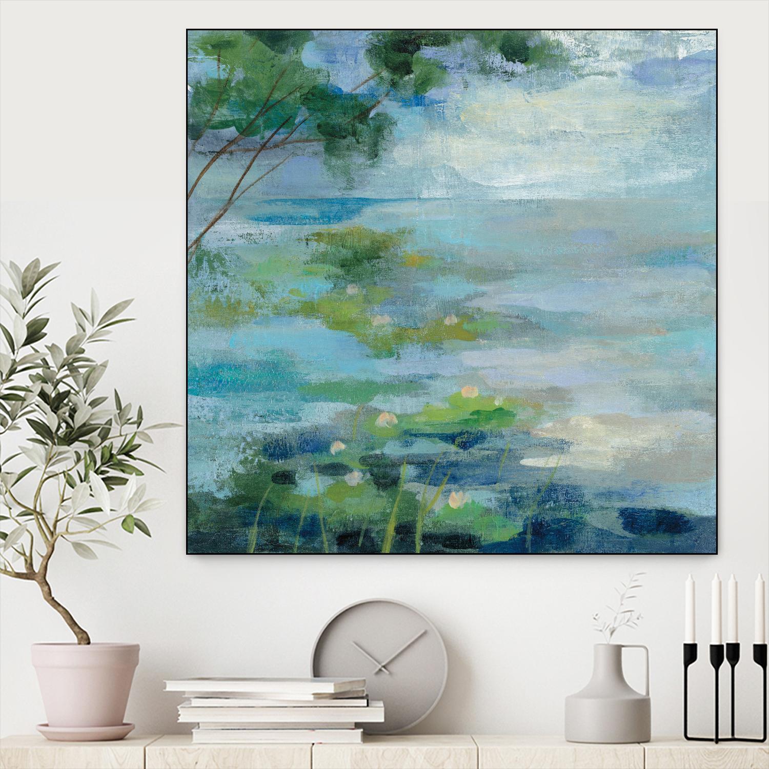 Lily Pond I by Silvia Vassileva on GIANT ART - blue landscape