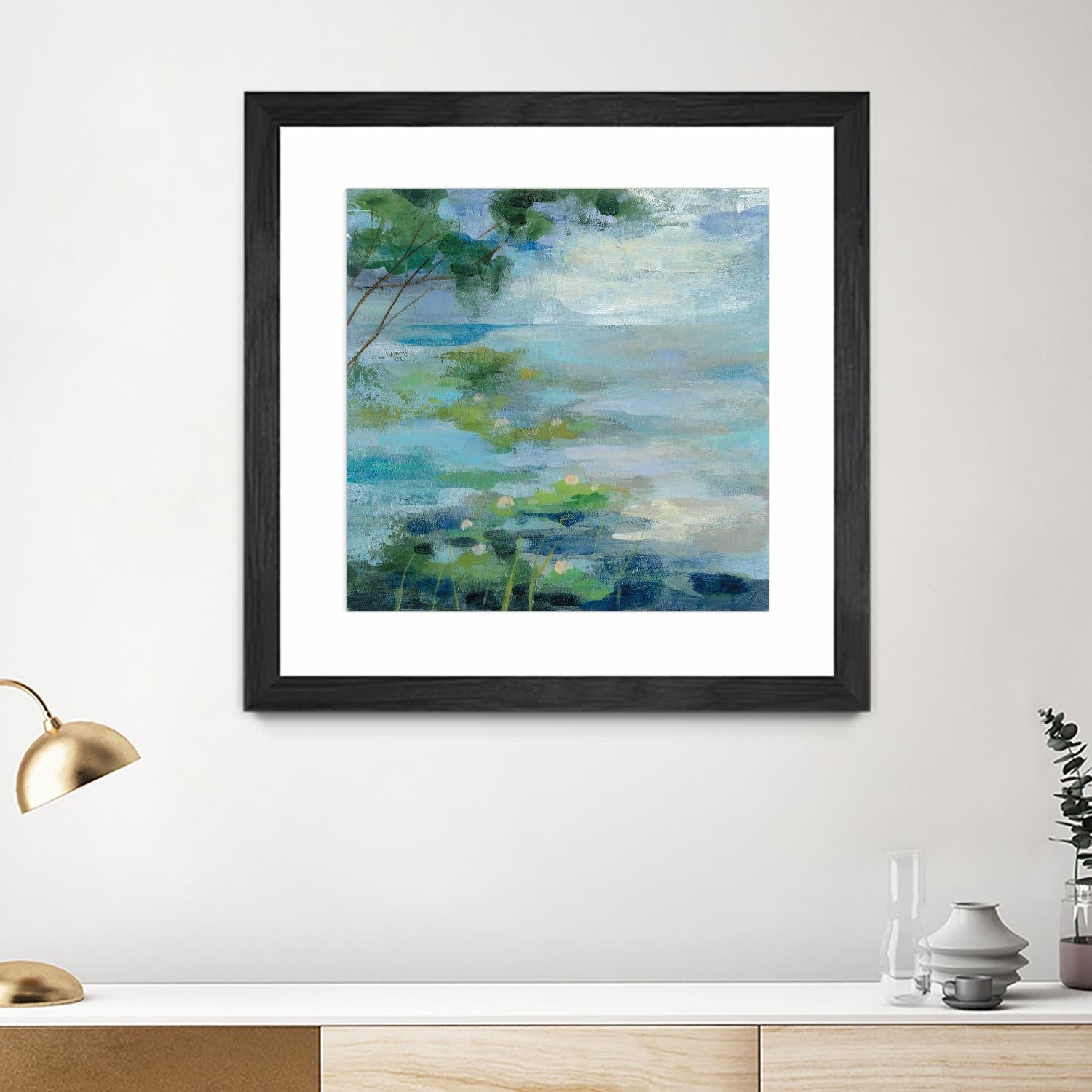 Lily Pond I by Silvia Vassileva on GIANT ART - blue landscape