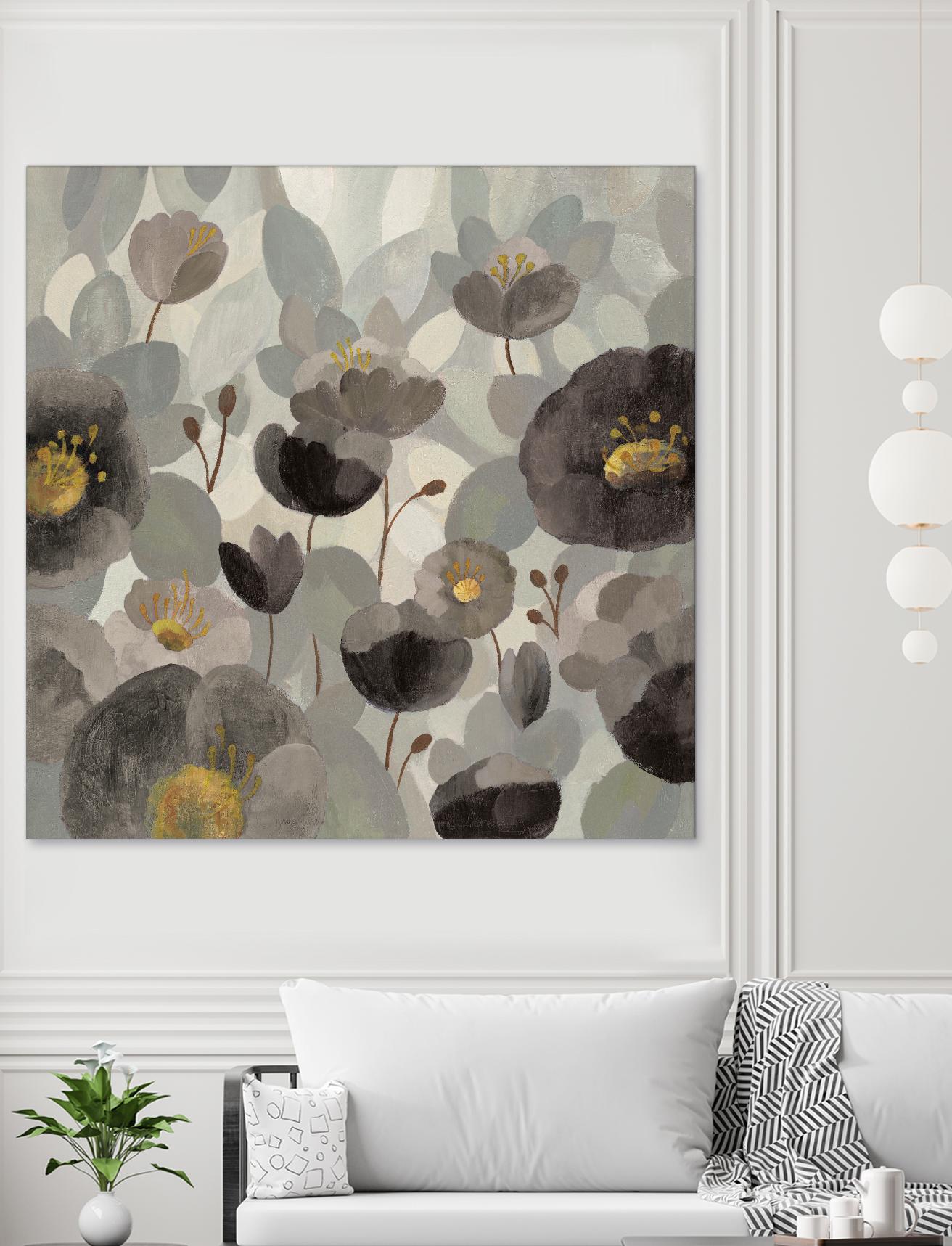 Morning Bloom Greige by Silvia Vassileva on GIANT ART - yellow floral