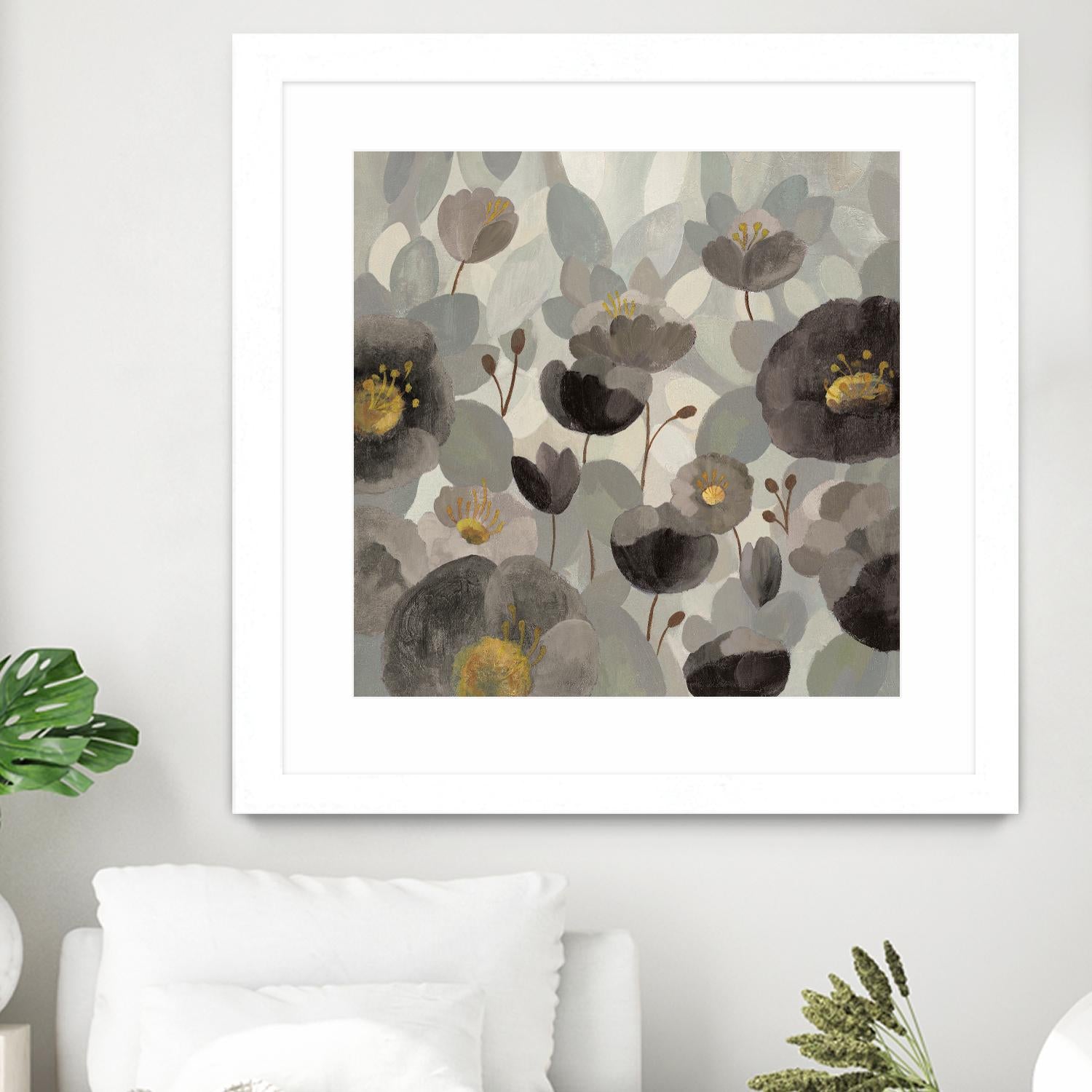 Morning Bloom Greige by Silvia Vassileva on GIANT ART - yellow floral